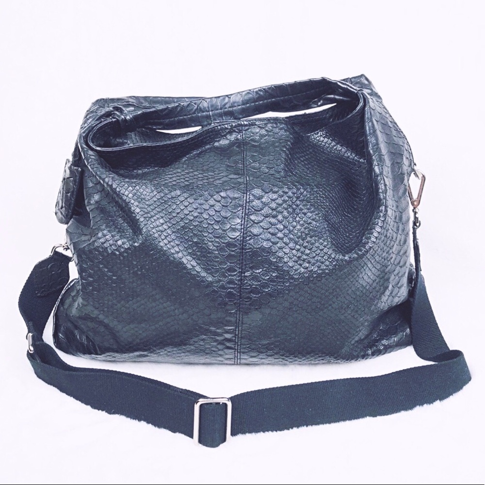 FURLA CROC LEATHER ELISABETH BAG HOBO SLOUCHY